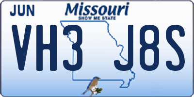 MO license plate VH3J8S