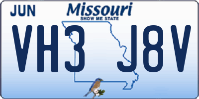 MO license plate VH3J8V