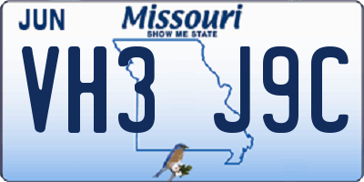 MO license plate VH3J9C