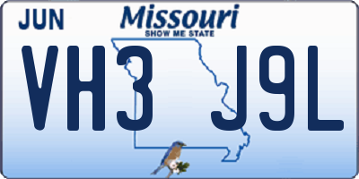 MO license plate VH3J9L