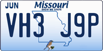 MO license plate VH3J9P