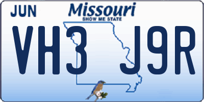 MO license plate VH3J9R