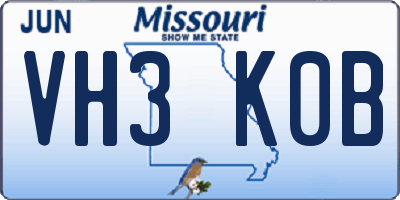 MO license plate VH3K0B