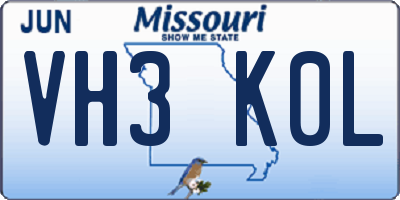 MO license plate VH3K0L