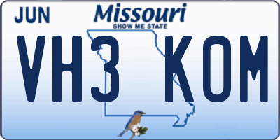 MO license plate VH3K0M