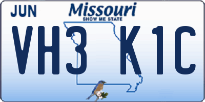 MO license plate VH3K1C