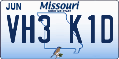 MO license plate VH3K1D