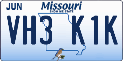 MO license plate VH3K1K