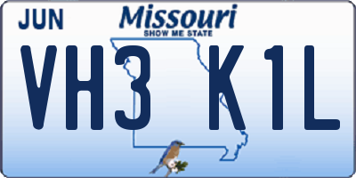 MO license plate VH3K1L
