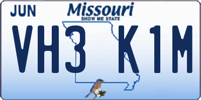 MO license plate VH3K1M