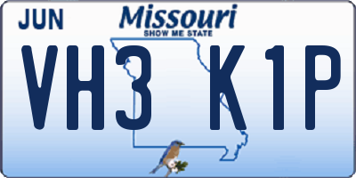 MO license plate VH3K1P