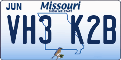 MO license plate VH3K2B