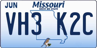 MO license plate VH3K2C
