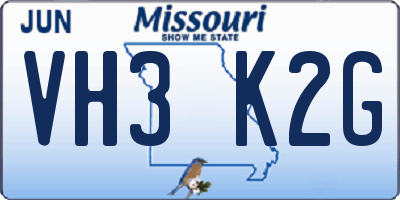 MO license plate VH3K2G