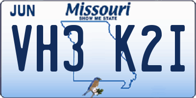 MO license plate VH3K2I
