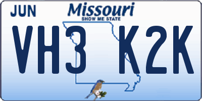 MO license plate VH3K2K