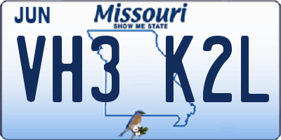 MO license plate VH3K2L