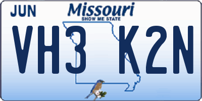 MO license plate VH3K2N