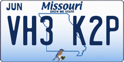 MO license plate VH3K2P
