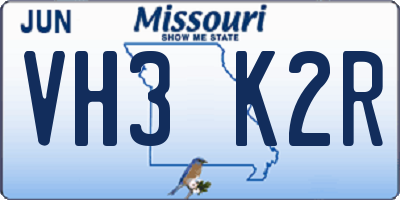 MO license plate VH3K2R