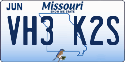 MO license plate VH3K2S