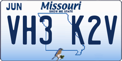 MO license plate VH3K2V