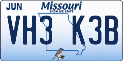 MO license plate VH3K3B