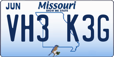 MO license plate VH3K3G