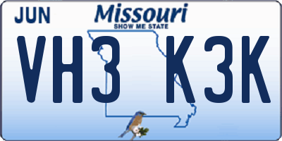 MO license plate VH3K3K