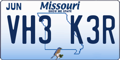MO license plate VH3K3R