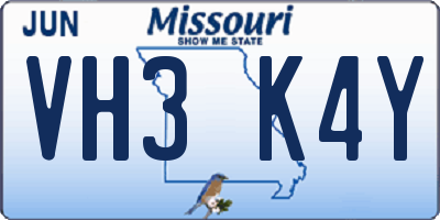 MO license plate VH3K4Y