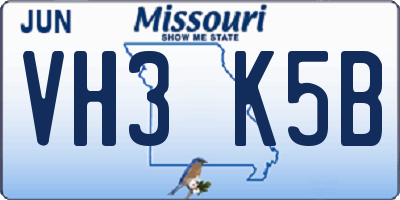 MO license plate VH3K5B
