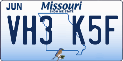 MO license plate VH3K5F