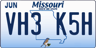 MO license plate VH3K5H