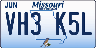 MO license plate VH3K5L