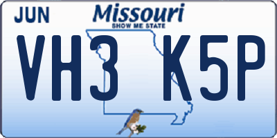 MO license plate VH3K5P