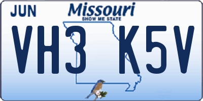 MO license plate VH3K5V