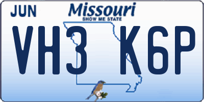 MO license plate VH3K6P