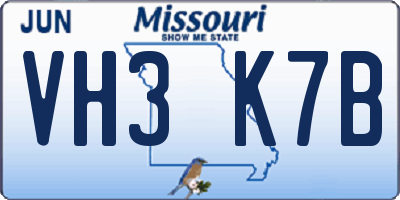 MO license plate VH3K7B
