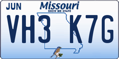 MO license plate VH3K7G