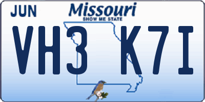 MO license plate VH3K7I