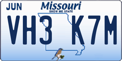 MO license plate VH3K7M