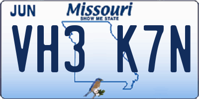 MO license plate VH3K7N