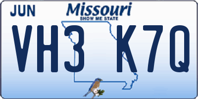 MO license plate VH3K7Q