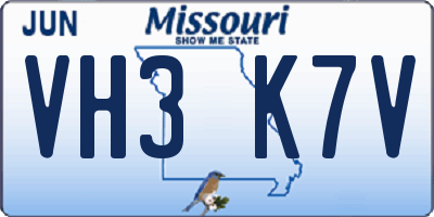 MO license plate VH3K7V