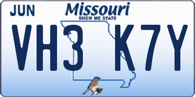 MO license plate VH3K7Y