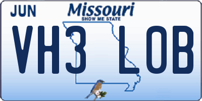 MO license plate VH3L0B