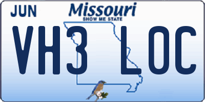 MO license plate VH3L0C