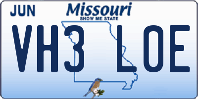 MO license plate VH3L0E