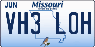 MO license plate VH3L0H